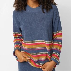 Natural Life Lounge & Go Cotton Striped Sweater Blue Cozy Preppy Womens M
